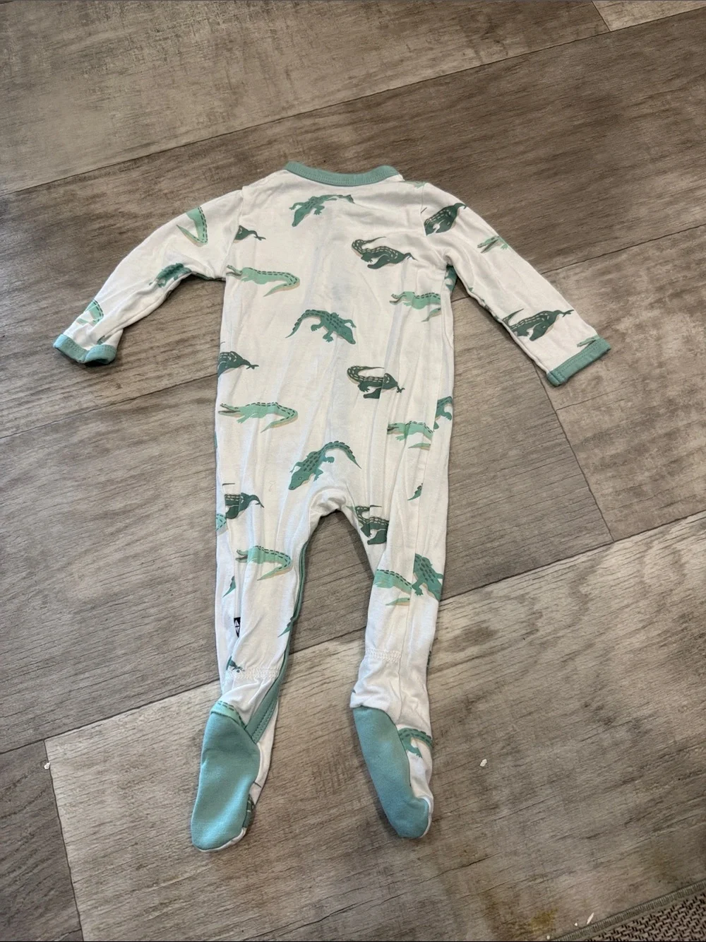 Kyte BABY White Footed One-Piece with Crocodile Print
